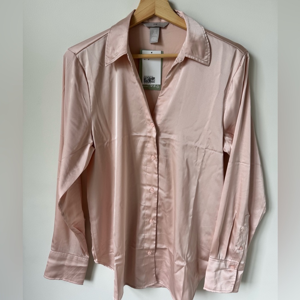 H&M Light Pink Satin Shirt